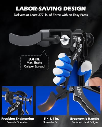 Image of Orion Motor Tech Dual Piston Brake Caliper Compressor, Heavy Duty Brake Piston Compressor Tool for Brake Pad Replacement, Disc Brake Caliper Tool Compatible with Most Cars & Trucks, Black