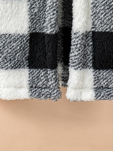 Girls Plaid Fleece Hoodie Vest Kids Long Winter Coats Sleeveless Outerwear4