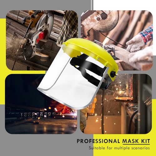 CCLIFE Gesichtsschutz mit Aluminiumverstärkten, Schutzvisier mit Verstellbarem Kopfband, Gesichtsschutzschild Einstellbar für Metallschneiden und Spritz- und Stirnschutz Visier EN 166