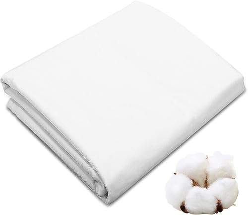 Tudomro 2 Yard White Cotton Fabric, 59 Inches Wide 100% Natural Cotton Poplin Fabric, Muslin Quilting Material for Embroidery DIY Sewing Apparel