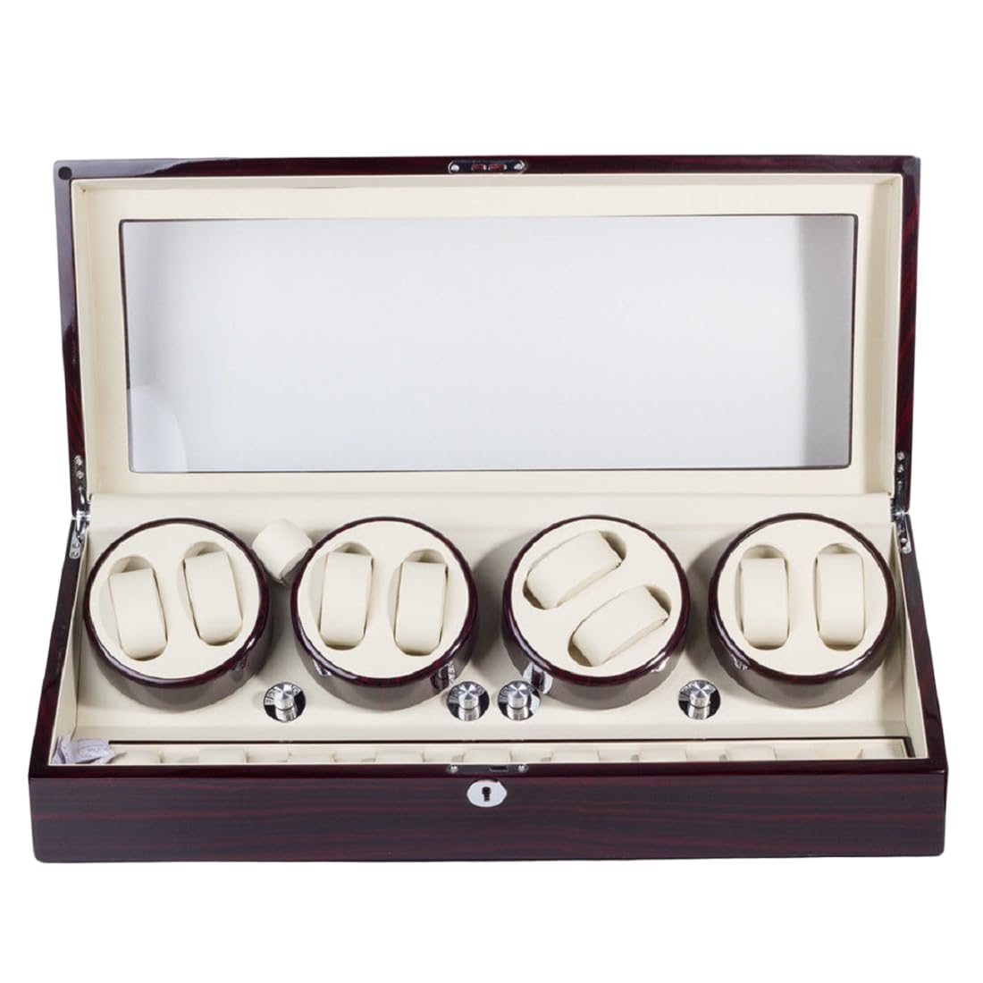 Medetai Luxury Automatic Watch Winder Display Box Case 8+9 Storage Leather with 4 Mode Timer Function [Wood shell + Leather Pillow + Piano Paint + Tempered Glass] Safelty Lock & Key (B0C1NH7FK1) Amazon Price History, Amazon Price Tracker