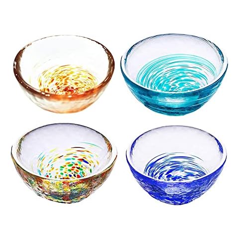 Mozacona 4pcs Colorful Crystal Glass Sake Cups Set,Small Wine Cups,Tea Cups Cover