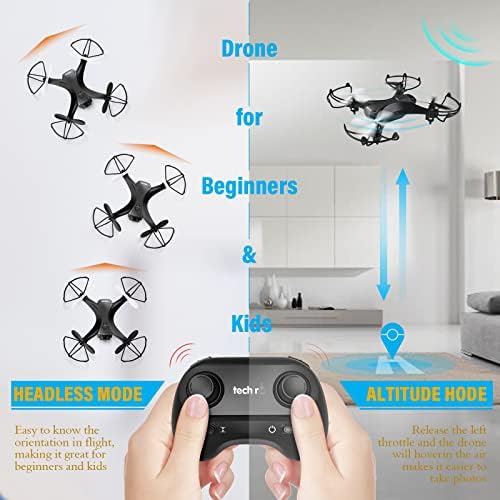 tech rc Mini Drone with HD Camera Wifi FPV Drone with 2 Battery, 3D Flips, App Control Gravity Sensor Mode, Altitude Hold, Headless One Key Take-off/Landing, Easy Control for Kids and Beginner