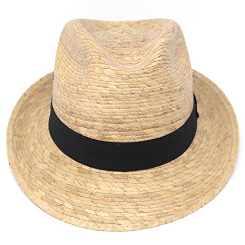 Mws Mexican Palm Leaf Straw Hat, Classic Cuban Style Upturn Brim Fedora For Men #TOP1