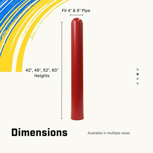 Miniatura 7 de Ideal Shield Cubierta de bolardo roja de 14 pulgadas (6-6 58 x 52 pulgadas). Funda para poste de bolardo superior cúpula. Cinta de instalación