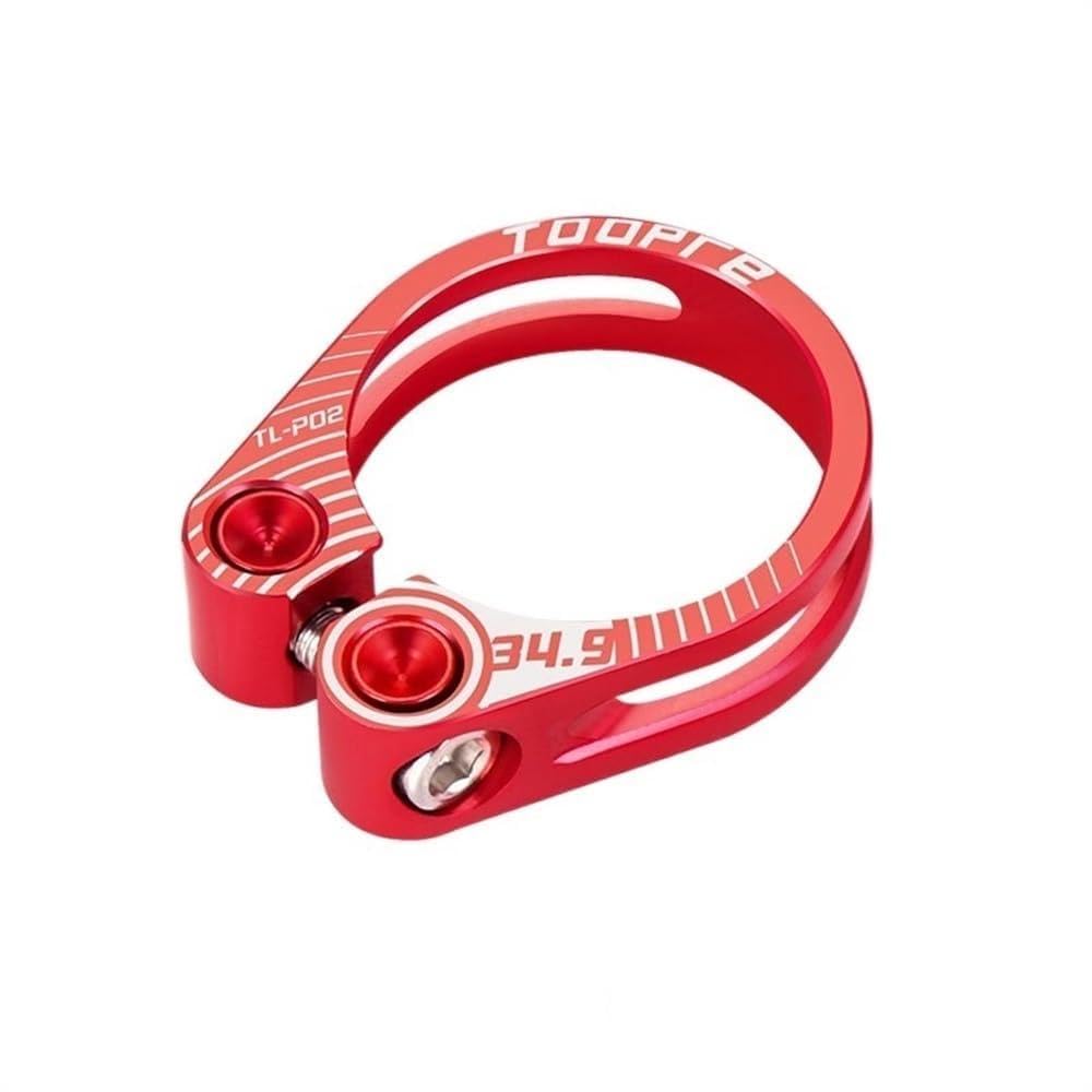 Bike Seat Clamp 31.8/34.9mm Aluminium Alloy Bike Seat Clamp Hollow Locking Mountain MTB BMX Road Bicycle Seatpost(34.9mm-red)