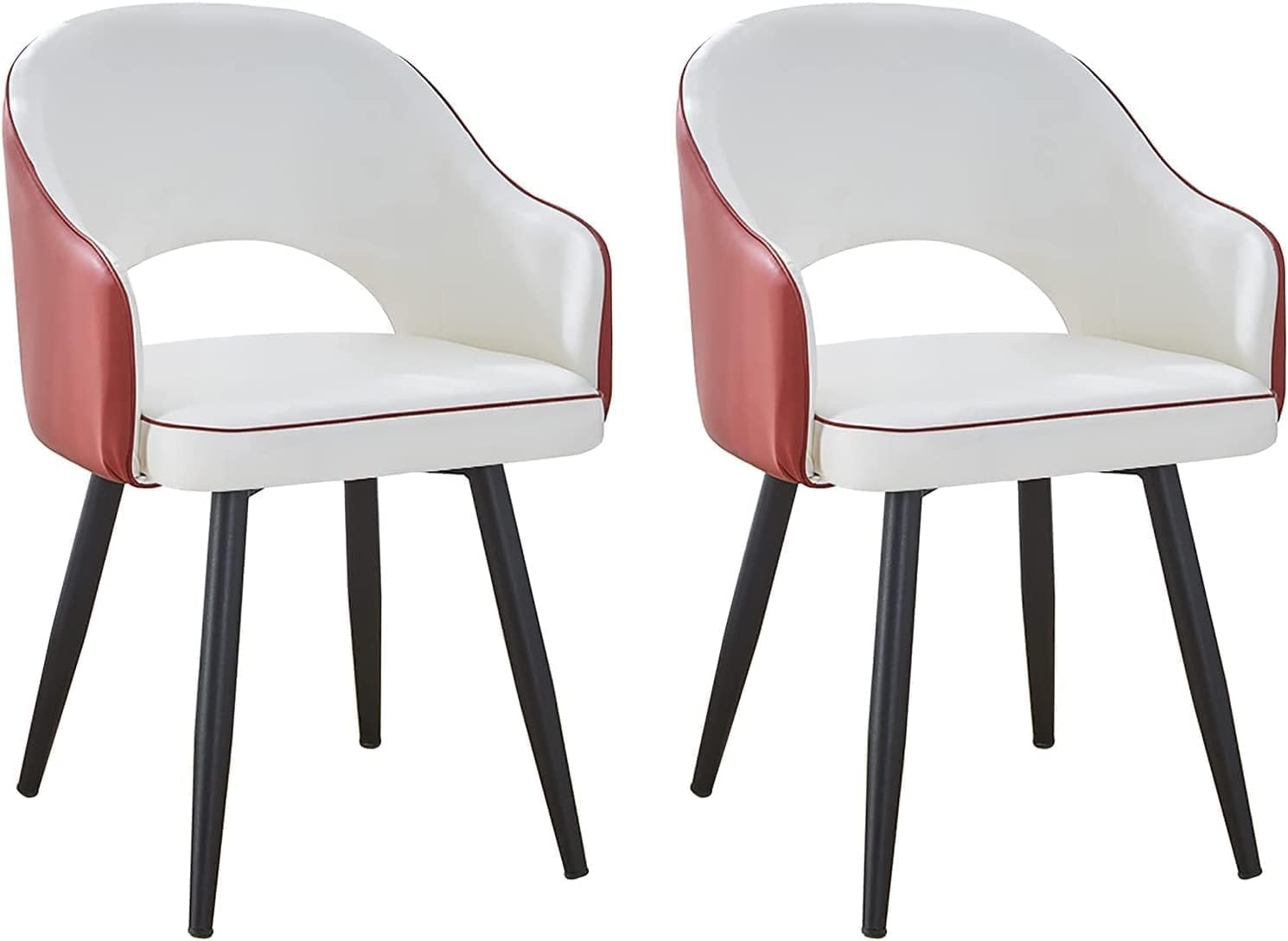 Chaises de salle à manger lot de 2 en PU confortables avec pieds noirs couleur J