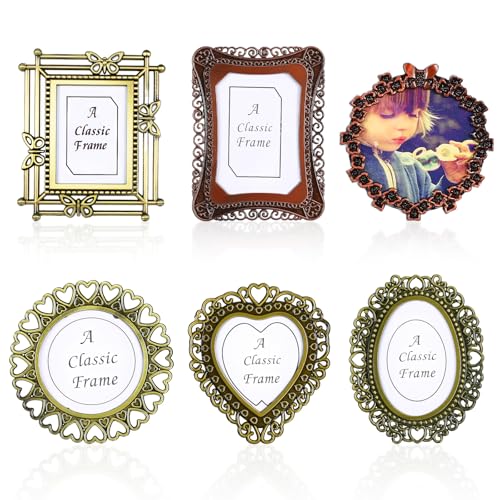 Heclia 6 Pcs Mini Picture Frame Vintage Metal Photo Frame