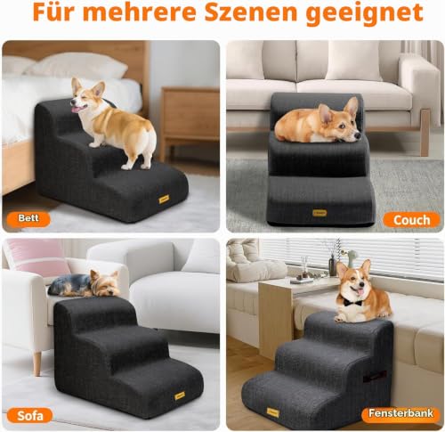 Gimars 30D Hoge dichtheid schuim, extra Brede stevige 3-trede hondentrap, 40 cm Hoog, met wasbare Hoes en Antislip bodem. Draagbare oprijplaat voor kleine honden naar Bank, Bed, Sofa, Auto