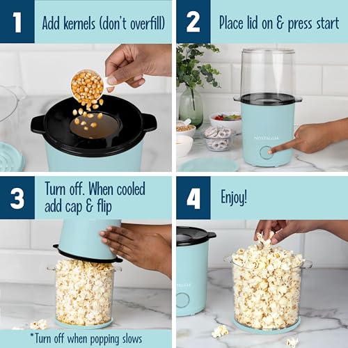 Nostalgia Hot Air Popcorn Maker, 8 Cups and Lid, 2 in 1 Measuring Cup Oil Free for Movie Nights, Snacks, Birthday Parties and More - Image 5