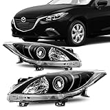 Torchbeam Headlight Assembly Compatible with 2010-2013 Mazda 3 OE Style Headlamp Replacement Clear Reflector Clear Lens Chrome Housing for MA2518130, MA2519130 Front Light Driver & Passenger Side