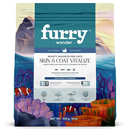 Furry · Wonder . Freeze Dried Raw Cat Food Grain Free Mighty Nuggets For Cats 16 Oz Skin & Coat Vitalize Delicately-Flavored Fish Recipe #TOP26