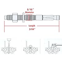 Vista 17 de Anclaje de hormigón de 1/4 x 3 pulgadas, anclaje de cuña de acero inoxidable 304 con excelente rendimiento antioxidante, kit de anclajes y tornillos