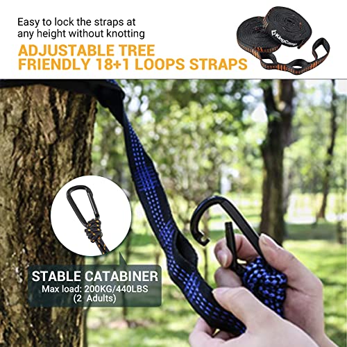Kingcamp Double Mesh Hammock, Camping Hammock Breathable Portable Outdoor/Indoor Hammocks Tree Hammock For Camping Backpacking, Hiking, Backyard, Patio Support To 440Lbs, 2 Tree Straps (Petrolblue) #TOP6