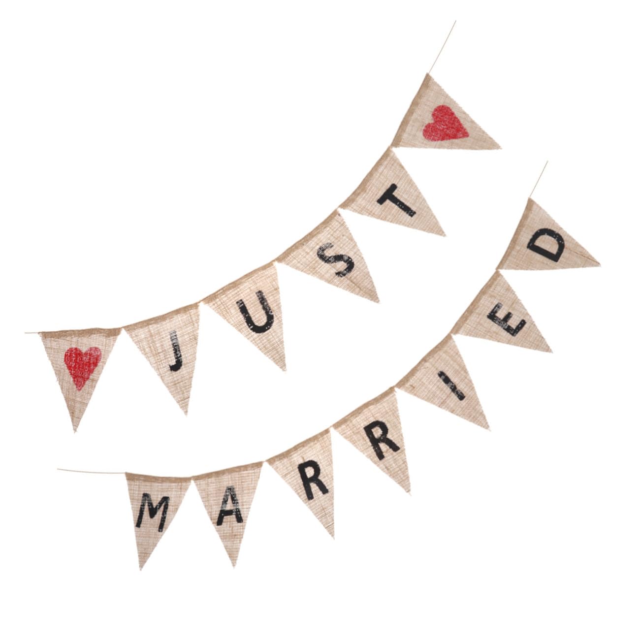 Abaodam 3 Stücke Verheiratet Banner in Sackleinen Leinen Dreieck Flagge Foto Prop Für Hochzeit Party Dekorationen