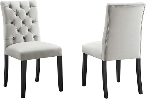 Modway EEI-5011-LGR - Sillas de comedor de terciopelo para duquesas, juego de 2, color gris claro Gris,claro,Coñac,Gris,Blanco,Negro -,Azul,Rosa