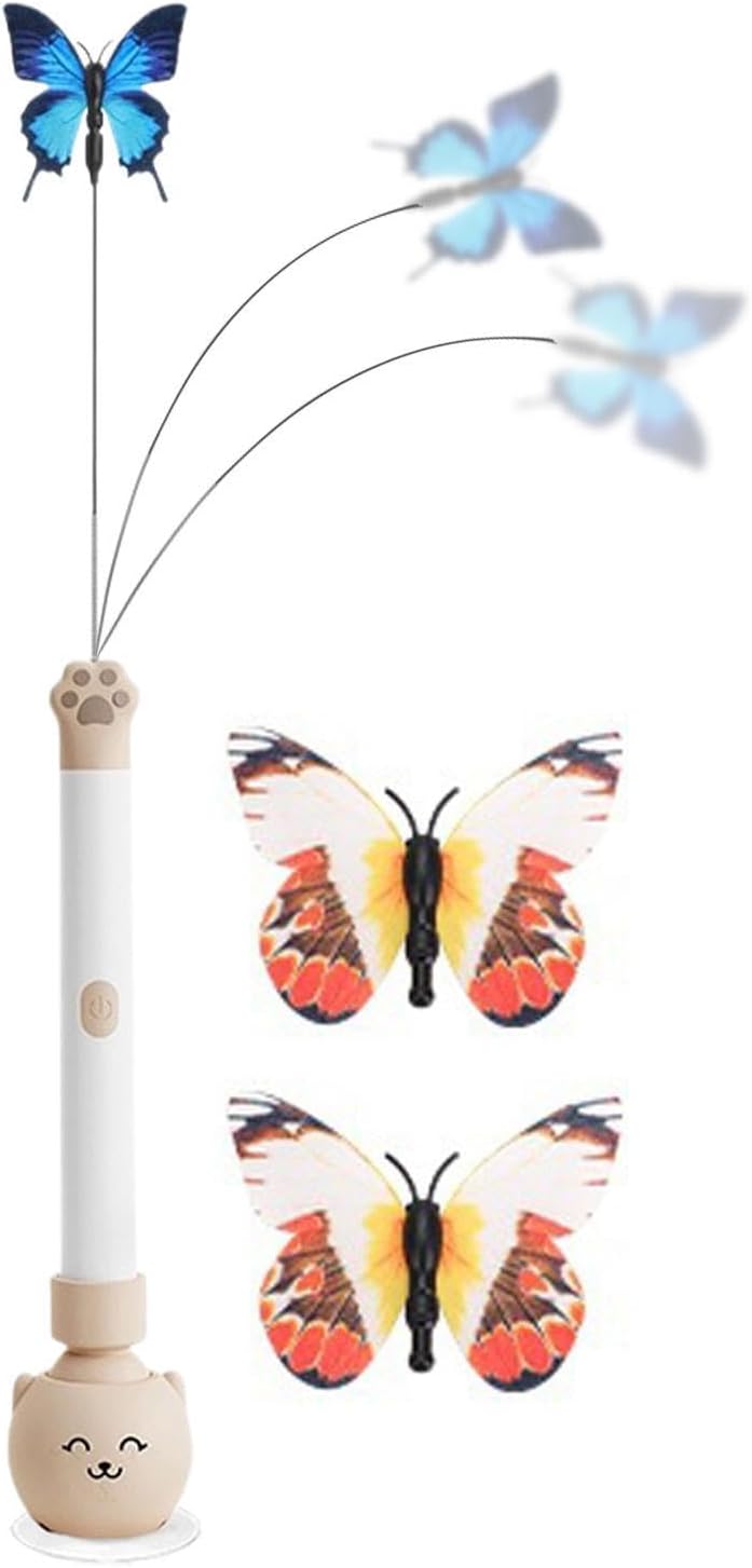 Interactive Cat Toy, Automatic Butterfly Toy, Rechargeable Teaser Wand