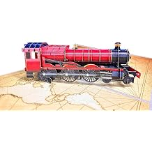 ETA 3D Vehicle Pop-Up Card Vintage Ship Steam Train Car Tractor Fathers Day Retirement Birthday Card for Him Kids Dad Husband Son Grandpa Red Train H35