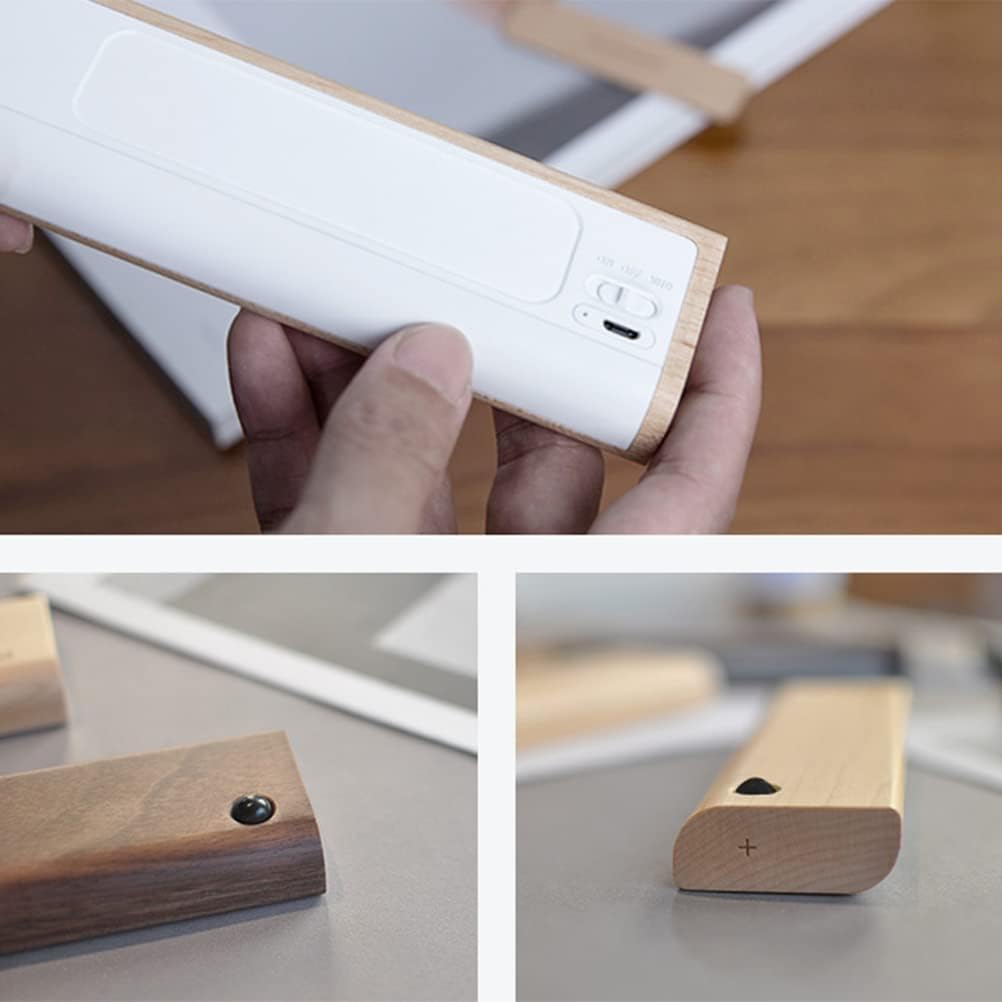 Lámpara de pared LED de madera interior con interruptor y detector de movimiento, luz blanca cálida de 3000 K, batería moderna, recargable por USB, lámpara de pared con imán de iluminación interior