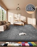 Ophanie Area Rugs for Living Room Bedroom, Upgrade Non-Slip Fluffy Soft Grey Shag Carpet, Indoor Floor Gray 4x6 Fuzzy Shaggy Living Room Plush Rug for Kids Home Dorm Decor Aesthetic