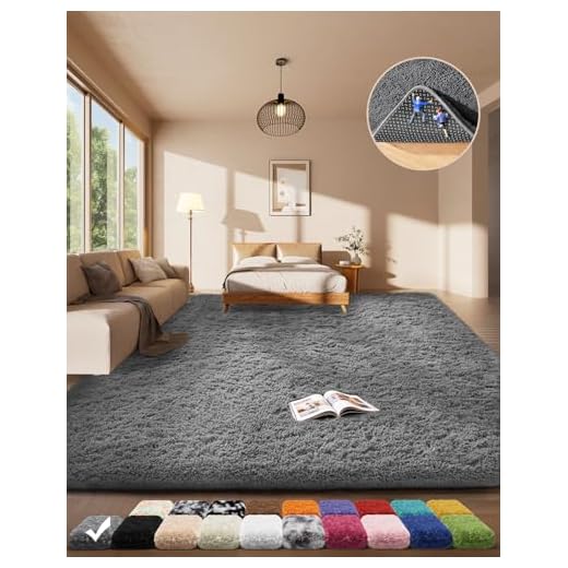 Ophanie Area Rugs for Living Room Bedroom, Upgrade Non-Slip Fluffy Soft Grey Shag Carpet, Indoor Floor Gray 4x6 Fuzzy Shaggy Living Room Plush Rug for Kids Home Dorm Decor Aesthetic