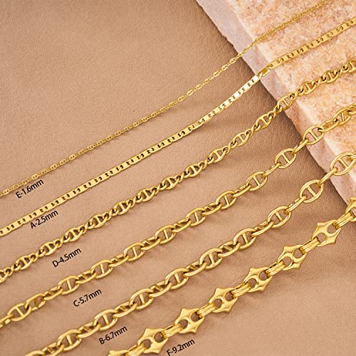 Mevecco Gold Necklace For Women 18K Gold Vacuum Plated Mariner Chain Necklaces Simple Chunky Handmade Chain Choker Necklace For Her Jewelry Gifts #TOP3