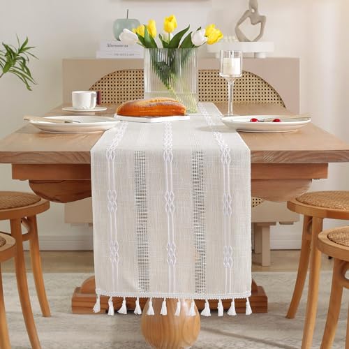 Runner da tavolo grande, copertura decorativa con nappe in cotone e lino per mobile TV, soggiorno, tavolino da caffè, sala da pranzo, cucina, caffetteria, casa, interni, bar, feste, 180x33 cm - immagine 6