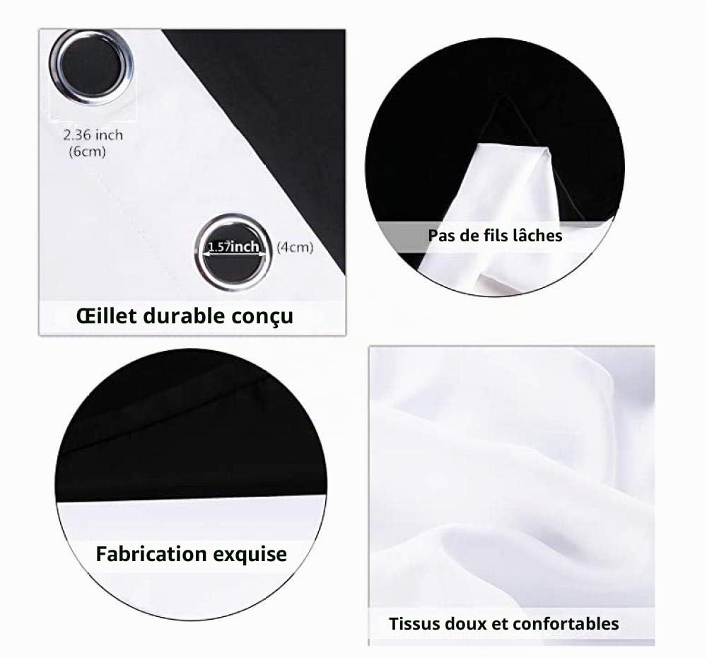 Lot de 2 Rideaux Occultants à Oeillets en Effet marbre Blanc Draperies Isolant Thermique avec à Rideau pour Chambre et Salon 110x215cmx2 Pièces