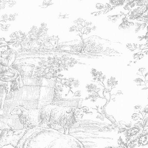 Tissus et Nappes Westeel - Toile de Jouy Tablecloth Pastoral and Country Print (Anthracite, 160 x 160 cm)
