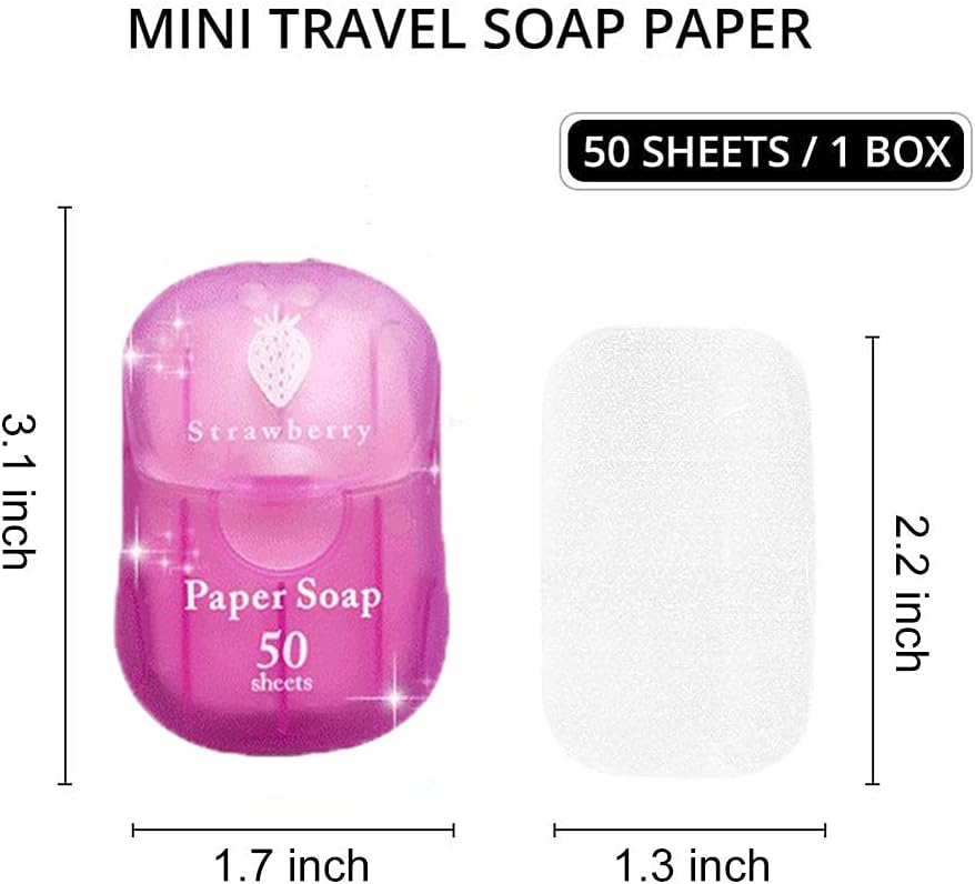 Portable Travel Soap Paper Sheets Sterilization Disposable Hand Washing Bath Scented Mini Paper Soap for Travel, Camping, Hiking, School, Outdoor (3 Boxs/150 Sheets)