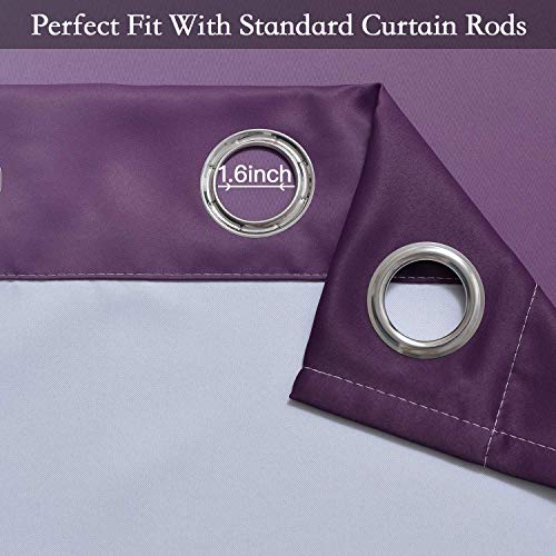 Image of SimpleHome Ombre Purple to Grey White Curtains for Living Room 52Wx84L | Room Darkening Curtains for Bedroom,Gradient Light Blocking Curtain,Thermal Insulated Grommet Window Drapes,2 Panels,84 Inch
