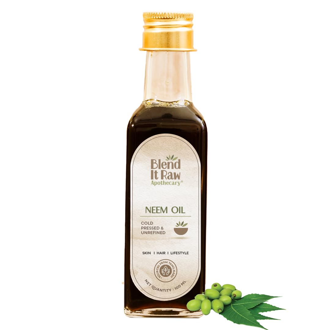 Blend It Raw Apothecary Neem Seed Oil, 100ml for Hair & Skin | Great for acne, dandruff, itchy scalp [Glass Bottle]-image-18