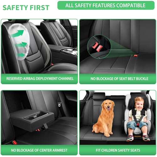 Image of Fit Impreza Car Seat Covers for Subaru Impreza 2004-2024 2025 2026-Upgraded Premium Waterproof & Breathable Leather,Airbag Compatible,All-Weather Seat Cushion Protector,2 Front /Black-Grey