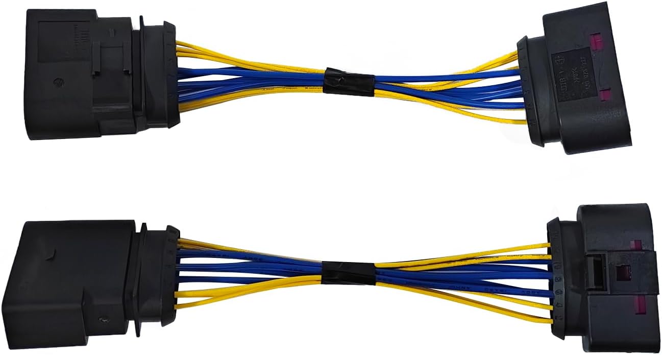 2Pcs 14 to 10 Pin Xenon HID Headlight Connector Adapter fits for 2015 VW Tiguan Passa, Replace 1J0 973 737