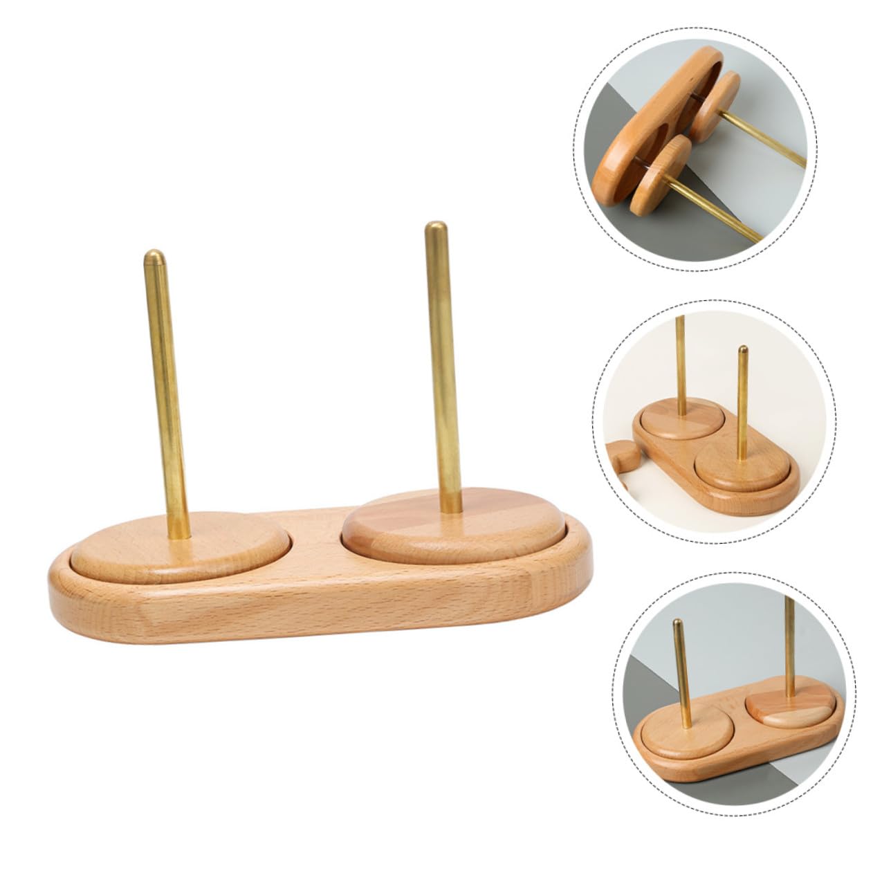 Alipis Portacarretes de Madera Doble Eje para Manualidades DIY Soporte Organizador de Hilos para Costura y Bordado Estante Portátil para Almacenamiento de Hilo de Lana Accesorio para