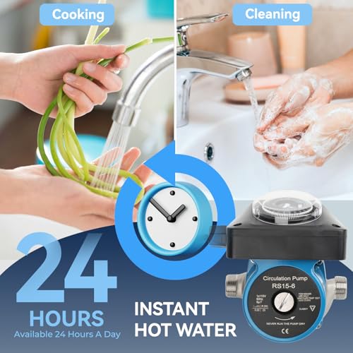 Hot Water Recirculating Pump Kit for Tank Water Heaters – Programmable Timer, Two Upgraded Brass Bypass Sensor Valves, 4-Line Configuration, Easy DIY Installation 0955805,595916 by Tpcy -c - Image 7