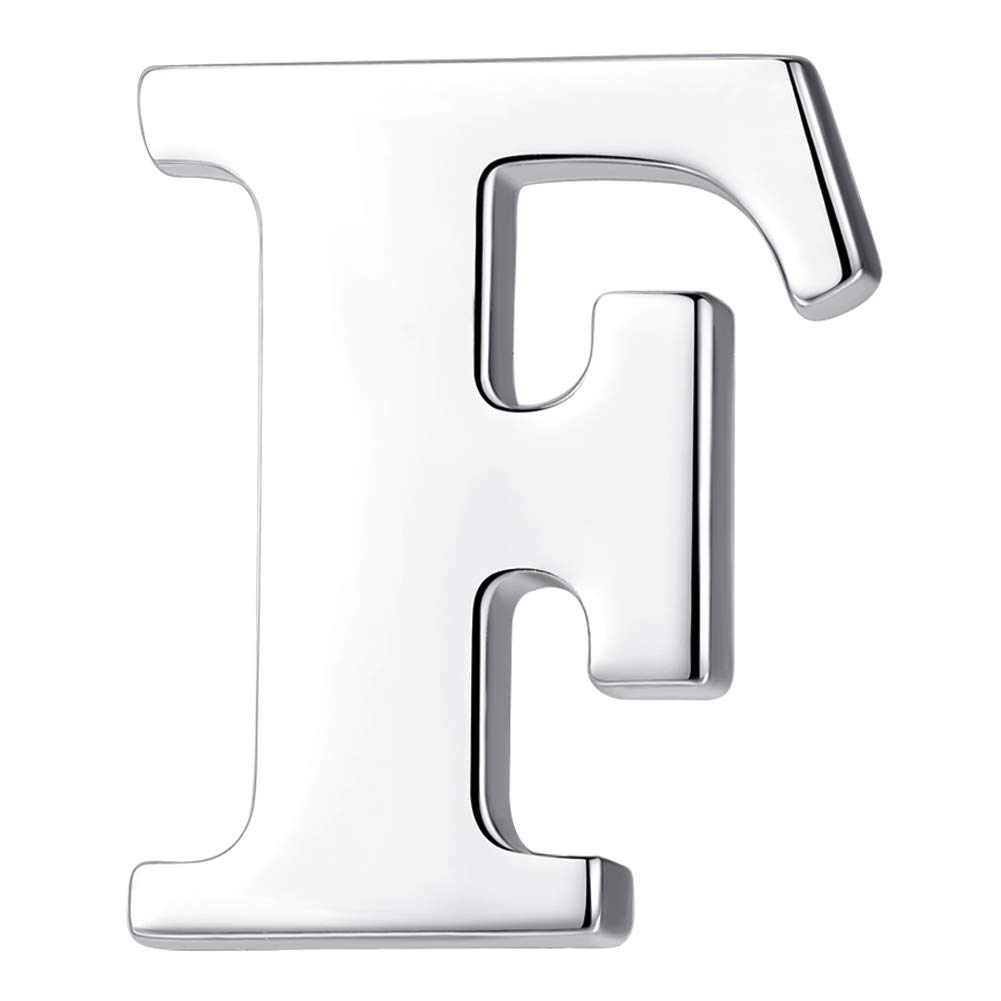 HONEY BEAR Silver Initial Letter Tie Lapel Pin Brooch for Men Women Shirt
