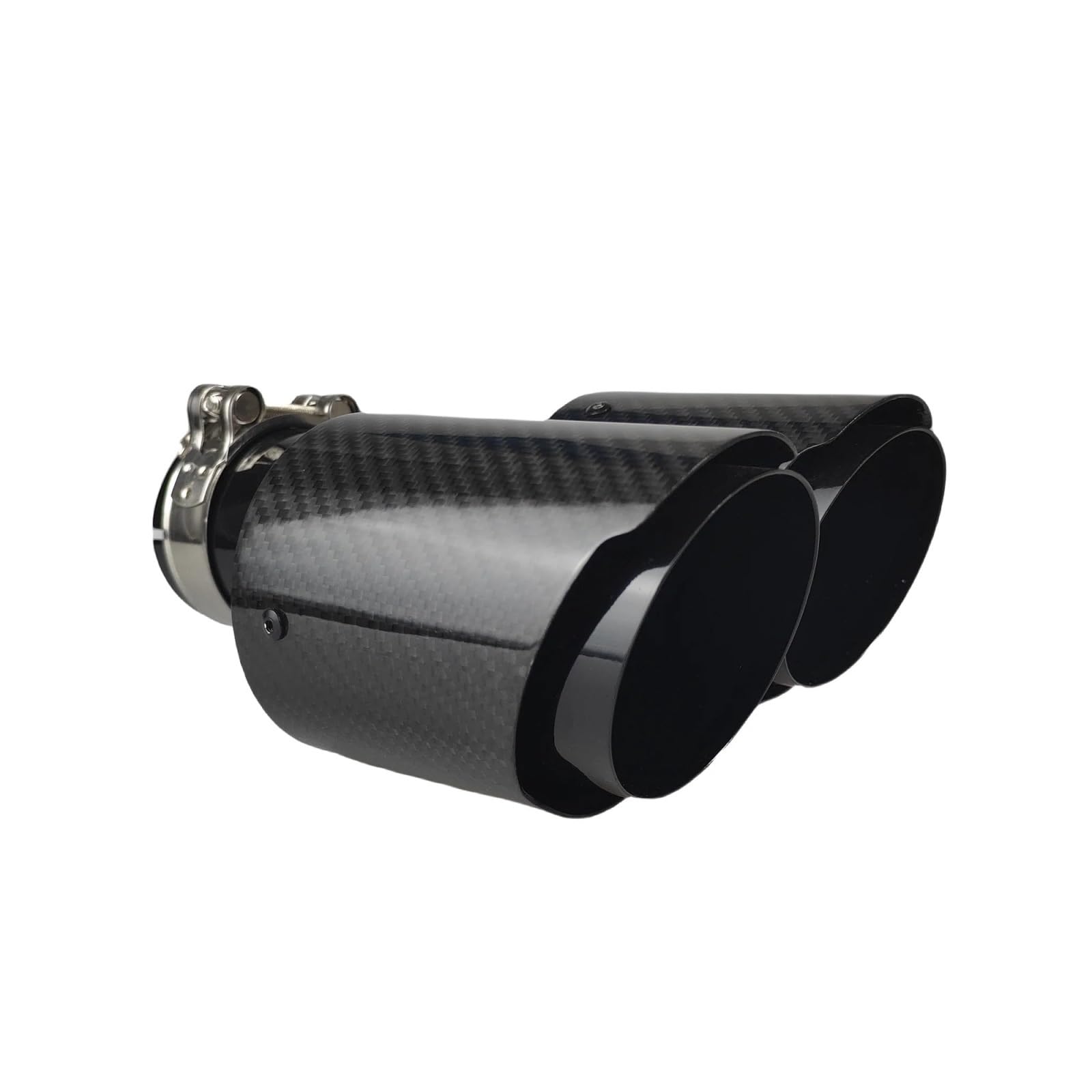 Car Silencer Samochodowa błyszcząca końcówka tłumika z włókna węglowego kształt Y podwójne wyjście tłumiki rury wydechowej dekoracja dyszy uniwersalny(60mm-101mm-Right)