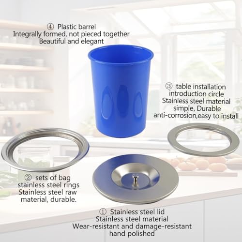 Caneca de basura cuadrada de plástico con tapa de acero inoxidable 8L miniatura 4
