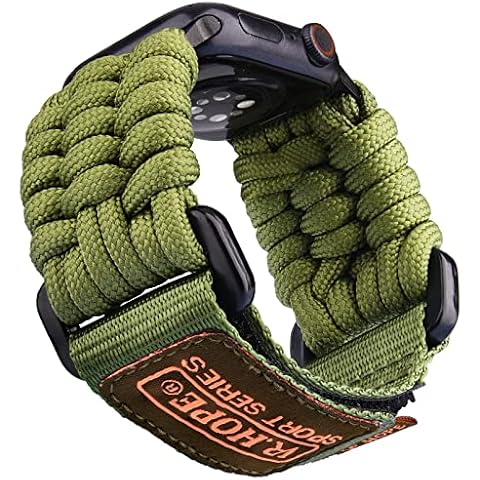 V.R.HOPE Ultra Wide Watch Band Compatible with Apple Watch 41mm 40mm 38mm for Men, Woven Braided Wristbands Sport Style for iWatch Series 9 8 7 6 5 4 3 2 1 SE (Army Green) Cover