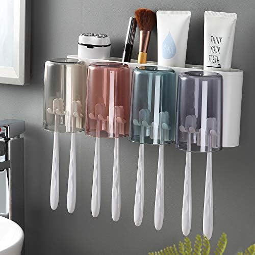 iHave Toothbrush Holder Wall Mounted with 4Cups , Kids Favorite Candy Toothbrush Holders for Bathrooms