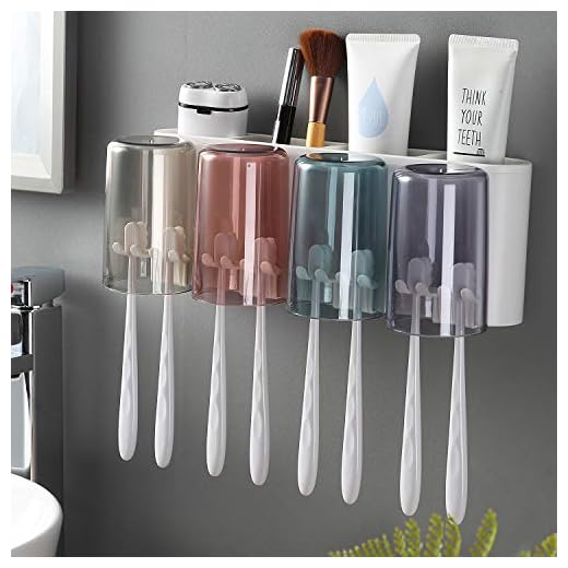 iHave Toothbrush Holder Wall Mounted with 4Cups, Kids Favorite Candy Toothbrush Holders for Bathrooms