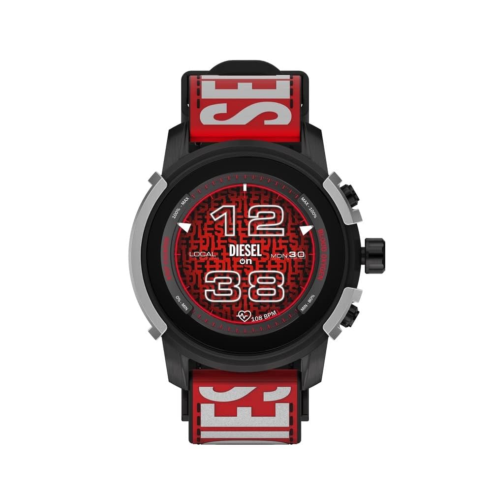 DIESEL DZT2041 Wear OS レッド/ブラック Diesel Griffed Digital Black Dial Men's Watch-DZT2041