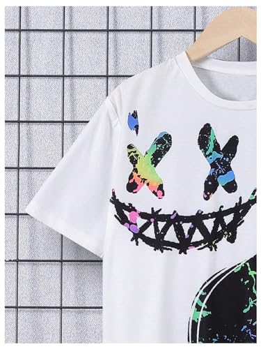 WDIRARA Boy's Graphic Print Short Sleeve T Shirts Round Neck Reflective Summer Tee Tops4