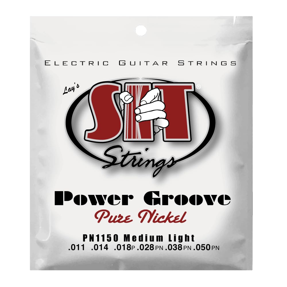 SIT Strings Power Groove Pure Nickel Electric Guitar Strings (S.I.T.), Medium Light 11-50, PN1150