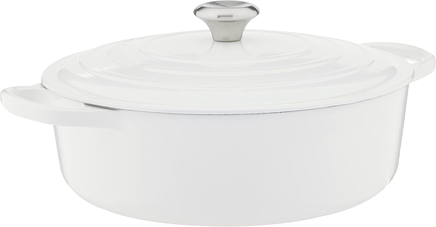 Le Creuset Enameled Cast Iron Signature Round Wide Dutch Oven, 6.75 qt., White
