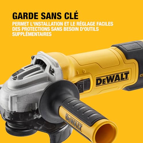 DEWALT - Meuleuse d'angle filaire 125mm à vitesse variable, 1500W avec interrupteur anti-redémarrage - Kit de surfaçage, DWE4257KT-QS