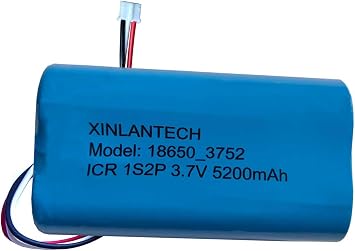AOLIKES 3.7v 5200mAh 18650 1s2p Rechargeable Lithium-ion Battery with Jst PH2.0/3P Connector Plug Wires / 5C Cells, Support Fast Charging