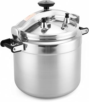 26 Quart Clamp On Pressure Cooker,Heavy-Duty Aluminum Pressure Cooker with Safety Bar Locking Lock, 2 ValvesrFast Cooking,for All Stovetops Induction Compatible, for Family or Commercial