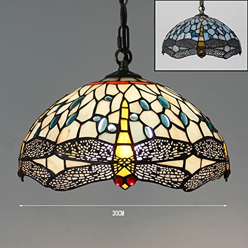 Plafonnier Tiffany 12 pouces LED dimmable E27 rétro pour chambre et salon